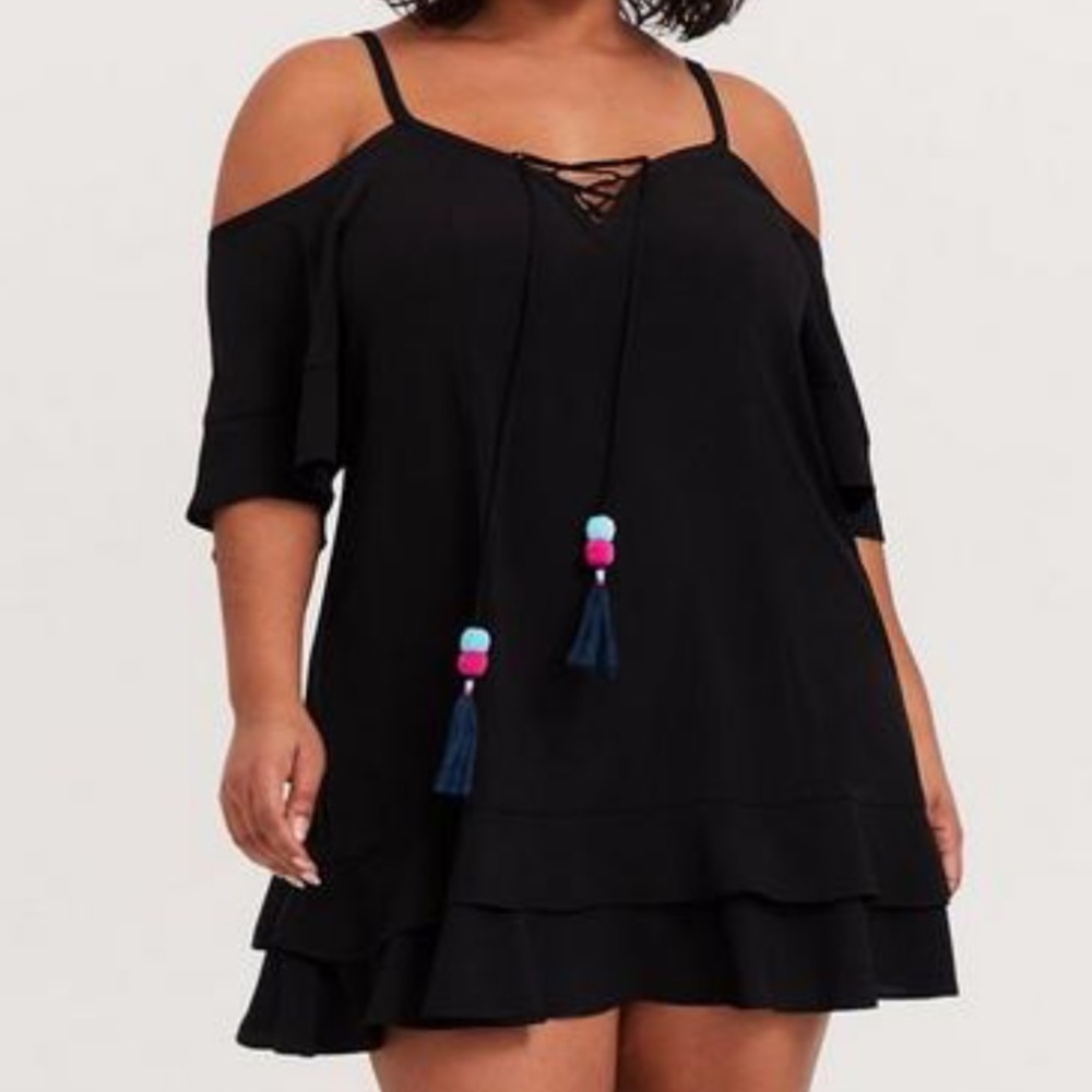 Torrid Mini Cold Shoulder Coverup Dress  1X |14-16